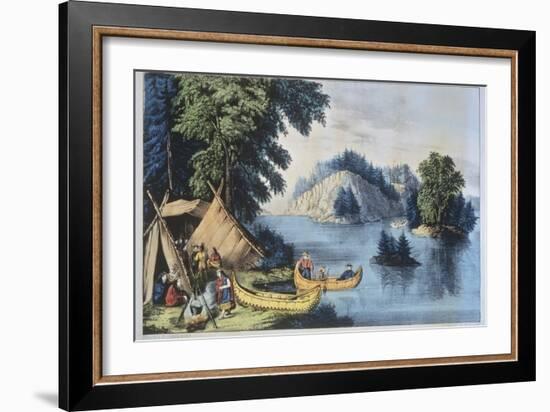 Indian Encampment on the St. Lawrence-Currier & Ives-Framed Giclee Print