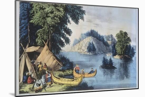 Indian Encampment on the St. Lawrence-Currier & Ives-Mounted Giclee Print