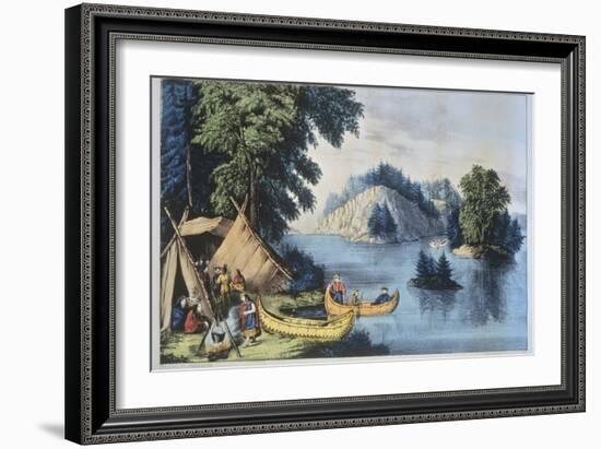 Indian Encampment on the St. Lawrence-Currier & Ives-Framed Giclee Print