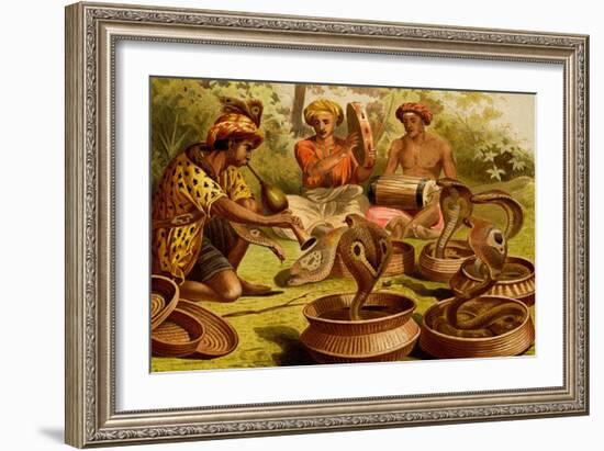 Indian Fakirs with King Cobras-F.W. Kuhnert-Framed Art Print