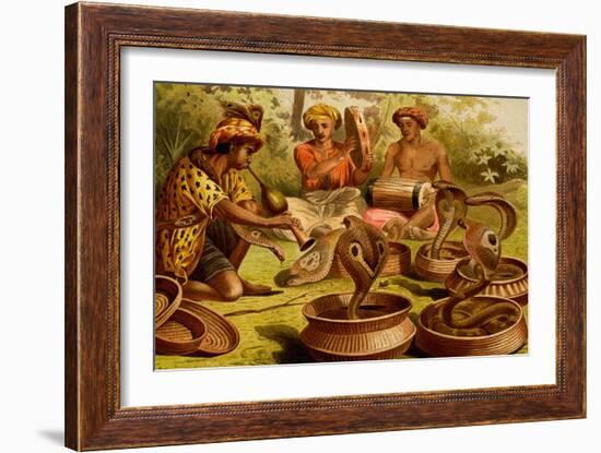 Indian Fakirs with King Cobras-F.W. Kuhnert-Framed Art Print