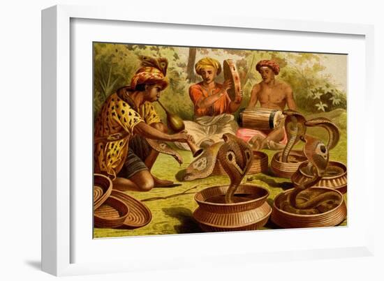 Indian Fakirs with King Cobras-F.W. Kuhnert-Framed Art Print