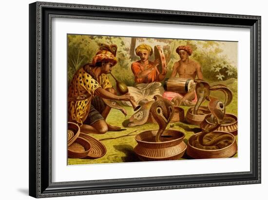 Indian Fakirs with King Cobras-F.W. Kuhnert-Framed Art Print