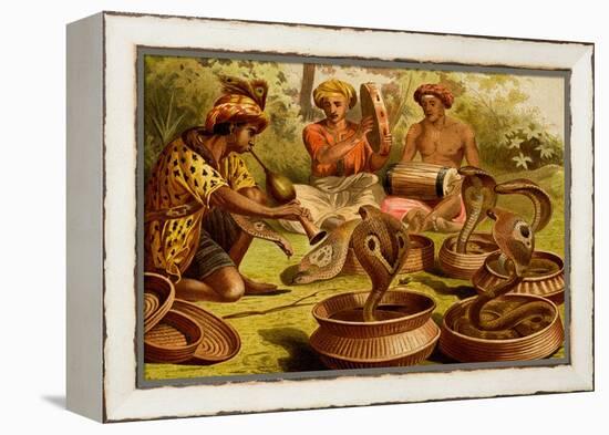 Indian Fakirs with King Cobras-F.W. Kuhnert-Framed Stretched Canvas