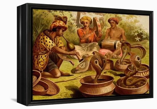 Indian Fakirs with King Cobras-F.W. Kuhnert-Framed Stretched Canvas