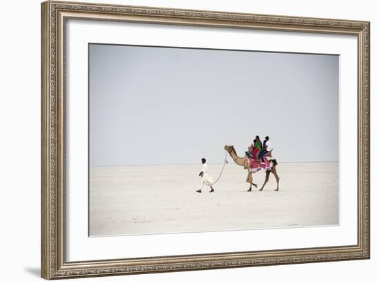 Indian Family Enjoying a Camel Ride in the White Desert-Annie Owen-Framed Photographic Print