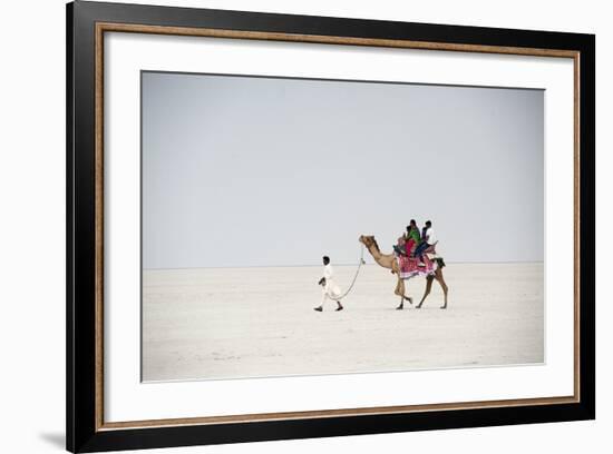 Indian Family Enjoying a Camel Ride in the White Desert-Annie Owen-Framed Photographic Print