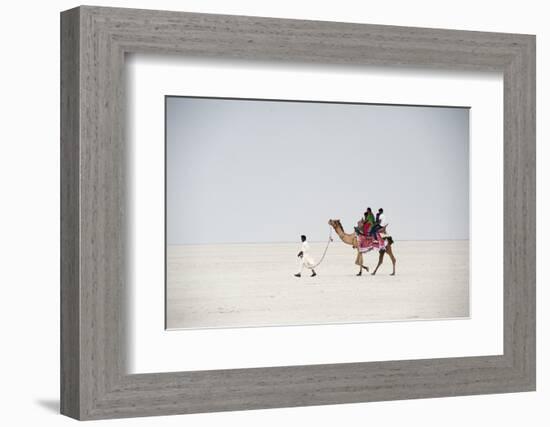 Indian Family Enjoying a Camel Ride in the White Desert-Annie Owen-Framed Photographic Print