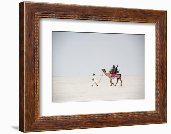 Indian Family Enjoying a Camel Ride in the White Desert-Annie Owen-Framed Photographic Print