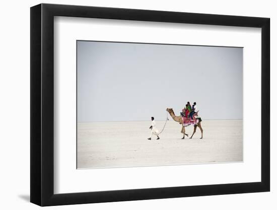 Indian Family Enjoying a Camel Ride in the White Desert-Annie Owen-Framed Photographic Print