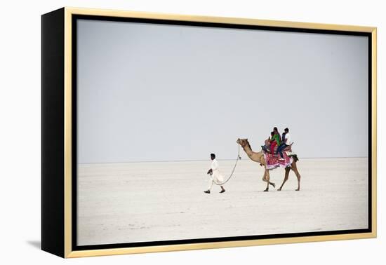 Indian Family Enjoying a Camel Ride in the White Desert-Annie Owen-Framed Premier Image Canvas