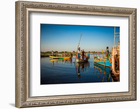 Indian Gondoliers, Flower Holi Festival, Vrindavan, Uttar Pradesh, India, Asia-Laura Grier-Framed Photographic Print