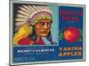 Indian Head Apple Label - Yakima, WA-Lantern Press-Mounted Art Print