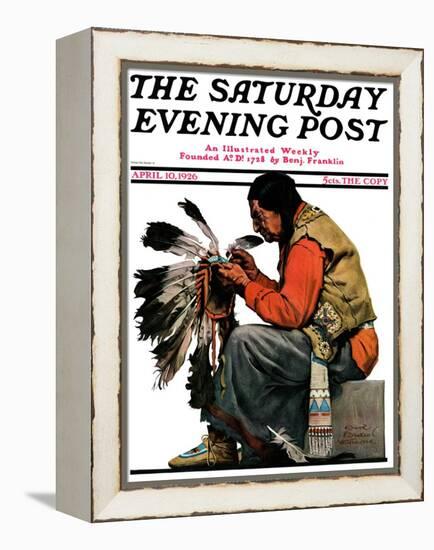 "Indian Headdress," Saturday Evening Post Cover, April 10, 1926-Edgar Franklin Wittmack-Framed Premier Image Canvas