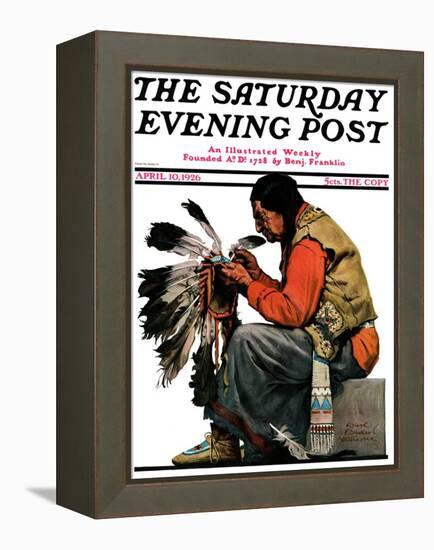 "Indian Headdress," Saturday Evening Post Cover, April 10, 1926-Edgar Franklin Wittmack-Framed Premier Image Canvas