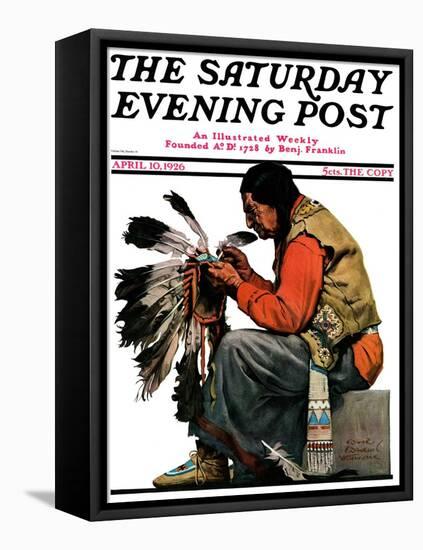 "Indian Headdress," Saturday Evening Post Cover, April 10, 1926-Edgar Franklin Wittmack-Framed Premier Image Canvas