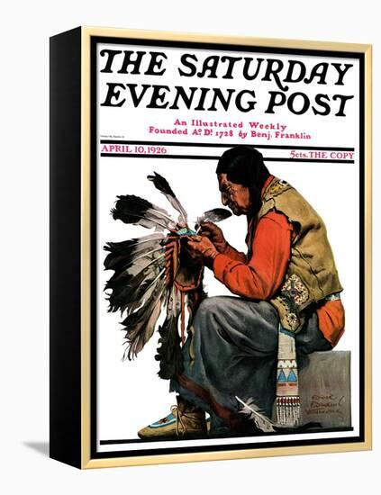 "Indian Headdress," Saturday Evening Post Cover, April 10, 1926-Edgar Franklin Wittmack-Framed Premier Image Canvas