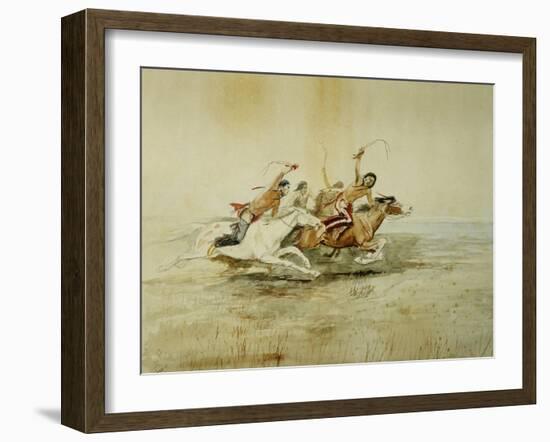 Indian Horse Race No. 4-Charles Marion Russell-Framed Giclee Print