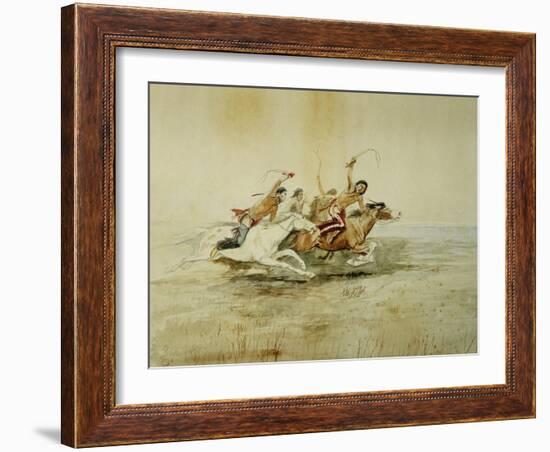 Indian Horse Race No. 4-Charles Marion Russell-Framed Giclee Print