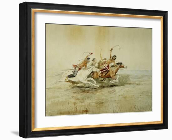 Indian Horse Race No. 4-Charles Marion Russell-Framed Giclee Print