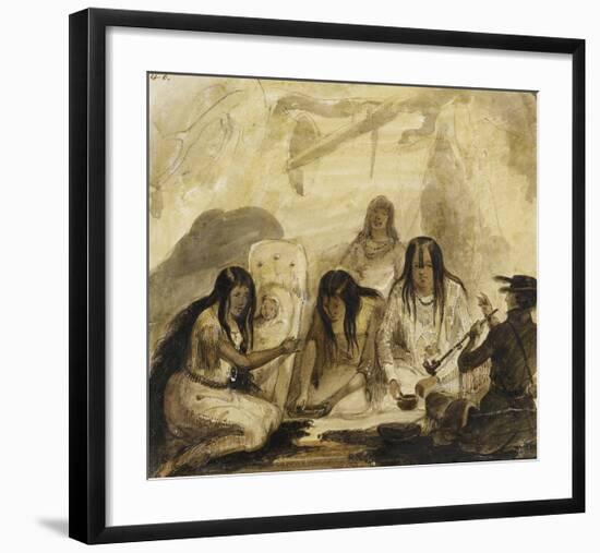 Indian Hospitality, Conversing with Signs-Alfred Jacob Miller-Framed Premium Giclee Print