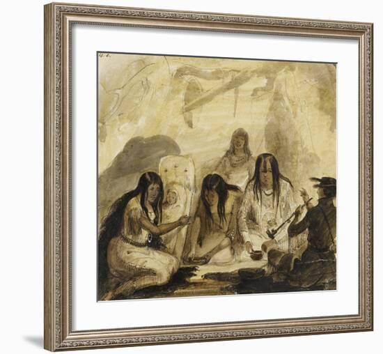 Indian Hospitality, Conversing with Signs-Alfred Jacob Miller-Framed Premium Giclee Print