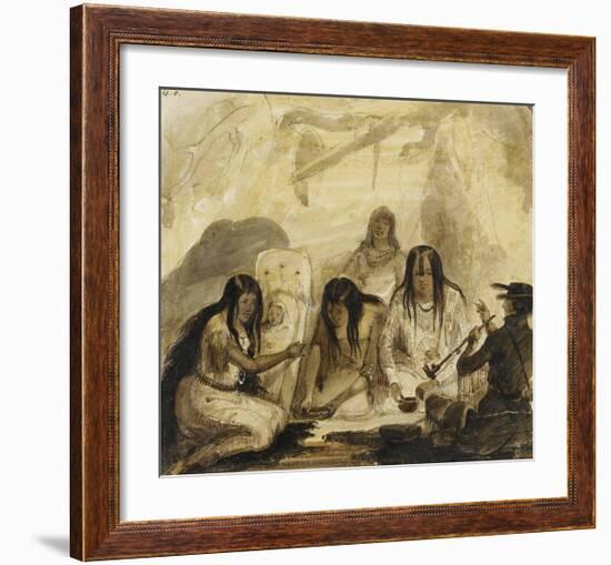 Indian Hospitality, Conversing with Signs-Alfred Jacob Miller-Framed Premium Giclee Print