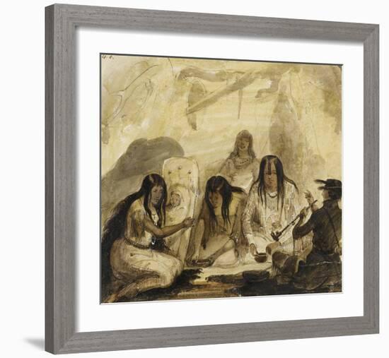 Indian Hospitality, Conversing with Signs-Alfred Jacob Miller-Framed Premium Giclee Print