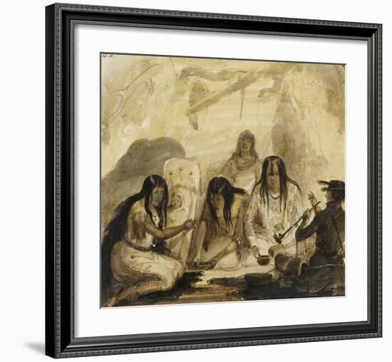 Indian Hospitality, Conversing with Signs-Alfred Jacob Miller-Framed Premium Giclee Print