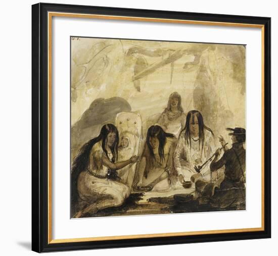 Indian Hospitality, Conversing with Signs-Alfred Jacob Miller-Framed Premium Giclee Print