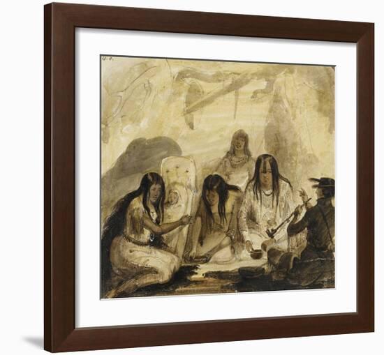 Indian Hospitality, Conversing with Signs-Alfred Jacob Miller-Framed Premium Giclee Print