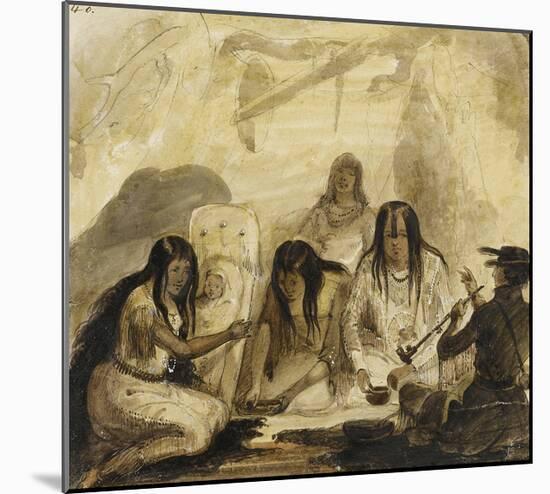 Indian Hospitality, Conversing with Signs-Alfred Jacob Miller-Mounted Premium Giclee Print