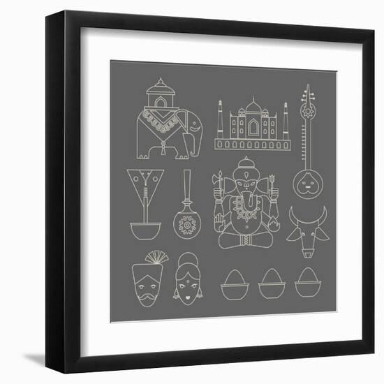 Indian Icons-vector pro-Framed Art Print