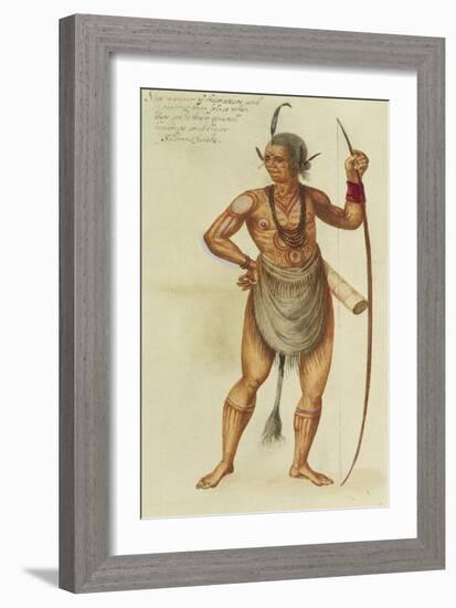 Indian in Body Paint-John White-Framed Giclee Print