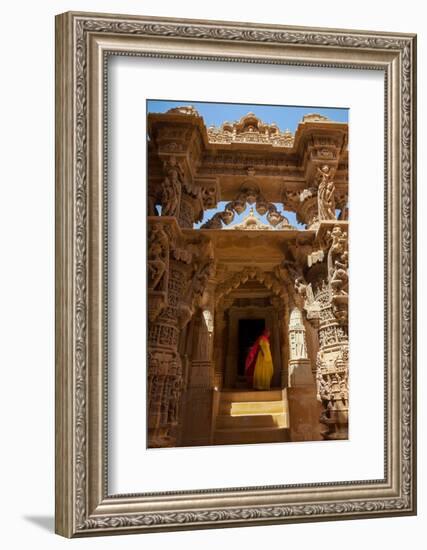 Indian Lady in Traditional Dress in a Temple in Jaisalmer, Rajasthan, India, Asia-Martin Child-Framed Photographic Print