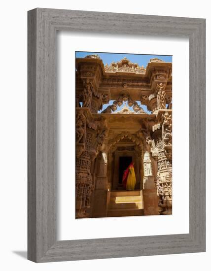 Indian Lady in Traditional Dress in a Temple in Jaisalmer, Rajasthan, India, Asia-Martin Child-Framed Photographic Print