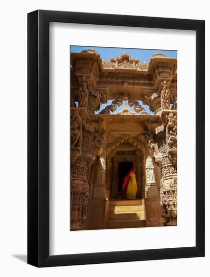 Indian Lady in Traditional Dress in a Temple in Jaisalmer, Rajasthan, India, Asia-Martin Child-Framed Photographic Print