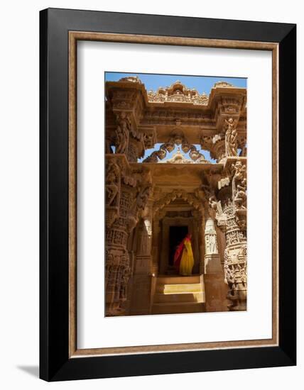 Indian Lady in Traditional Dress in a Temple in Jaisalmer, Rajasthan, India, Asia-Martin Child-Framed Photographic Print