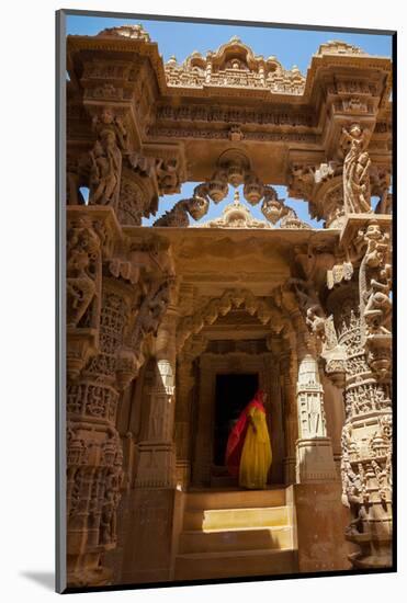 Indian Lady in Traditional Dress in a Temple in Jaisalmer, Rajasthan, India, Asia-Martin Child-Mounted Photographic Print