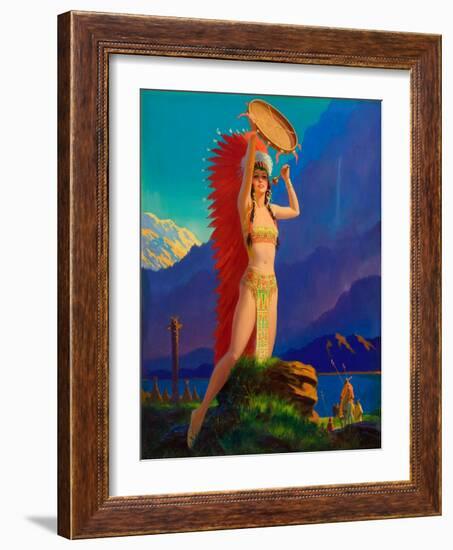 Indian Maiden With Tom Tom-Edward Eggleston-Framed Art Print