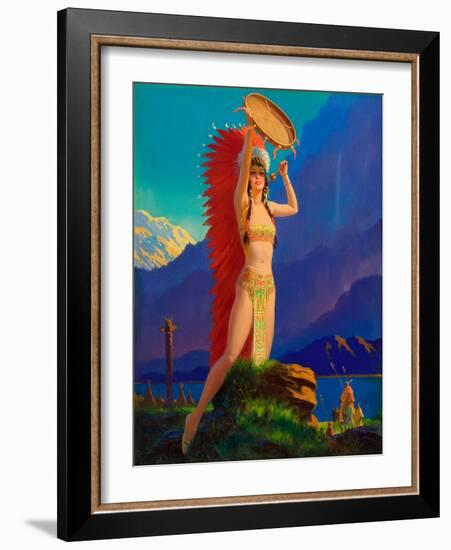 Indian Maiden With Tom Tom-Edward Eggleston-Framed Art Print