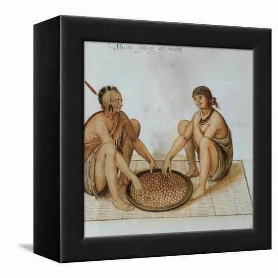 Indian Man and Woman Eating-John White-Framed Premier Image Canvas