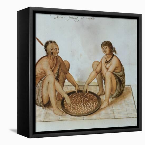 Indian Man and Woman Eating-John White-Framed Premier Image Canvas