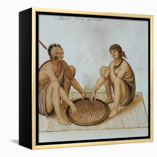 Indian Man and Woman Eating-John White-Framed Premier Image Canvas