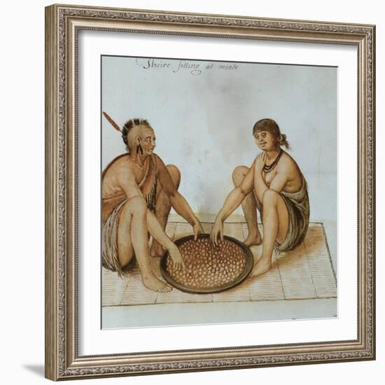 Indian Man and Woman Eating-John White-Framed Giclee Print