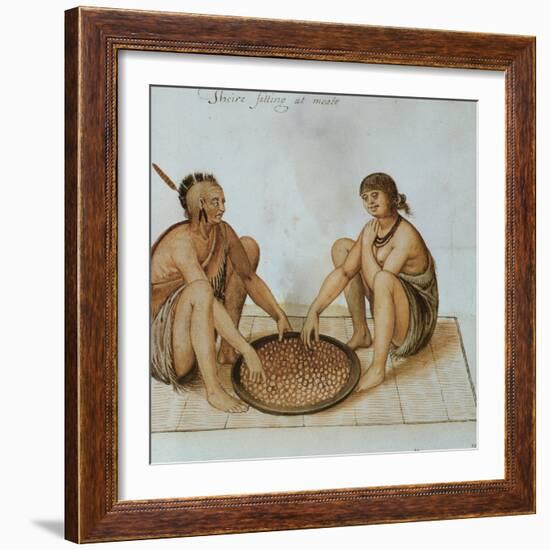 Indian Man and Woman Eating-John White-Framed Giclee Print