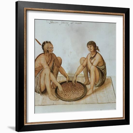 Indian Man and Woman Eating-John White-Framed Giclee Print