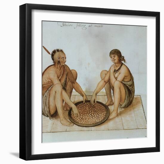 Indian Man and Woman Eating-John White-Framed Giclee Print