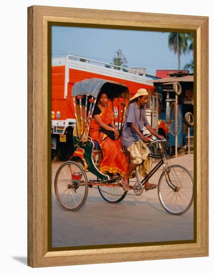 Indian Man in Bicycle Rickshaw, India-Dee Ann Pederson-Framed Premier Image Canvas