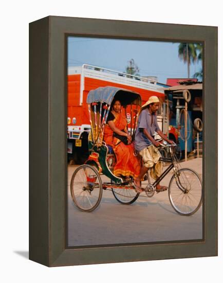Indian Man in Bicycle Rickshaw, India-Dee Ann Pederson-Framed Premier Image Canvas